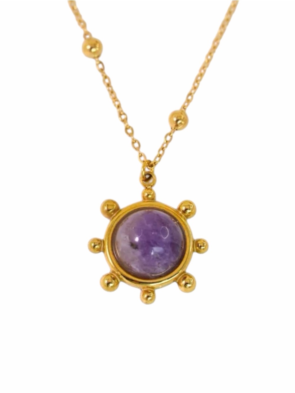 Cabochon Pendant Beaded Necklace Gold Plated NWT